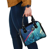 Montserrat Shoulder Handbag with Sea Turtle Illustration Blue Underwater Ocean Design - Wonder Print Shop