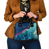Montserrat Shoulder Handbag with Sea Turtle Illustration Blue Underwater Ocean Design - Wonder Print Shop