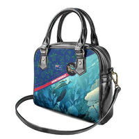 Montserrat Shoulder Handbag with Sea Turtle Illustration Blue Underwater Ocean Design - Wonder Print Shop