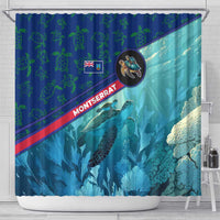 Montserrat Shower Curtain with Sea Turtle Illustration Blue Underwater Ocean Design - Wonder Print Shop