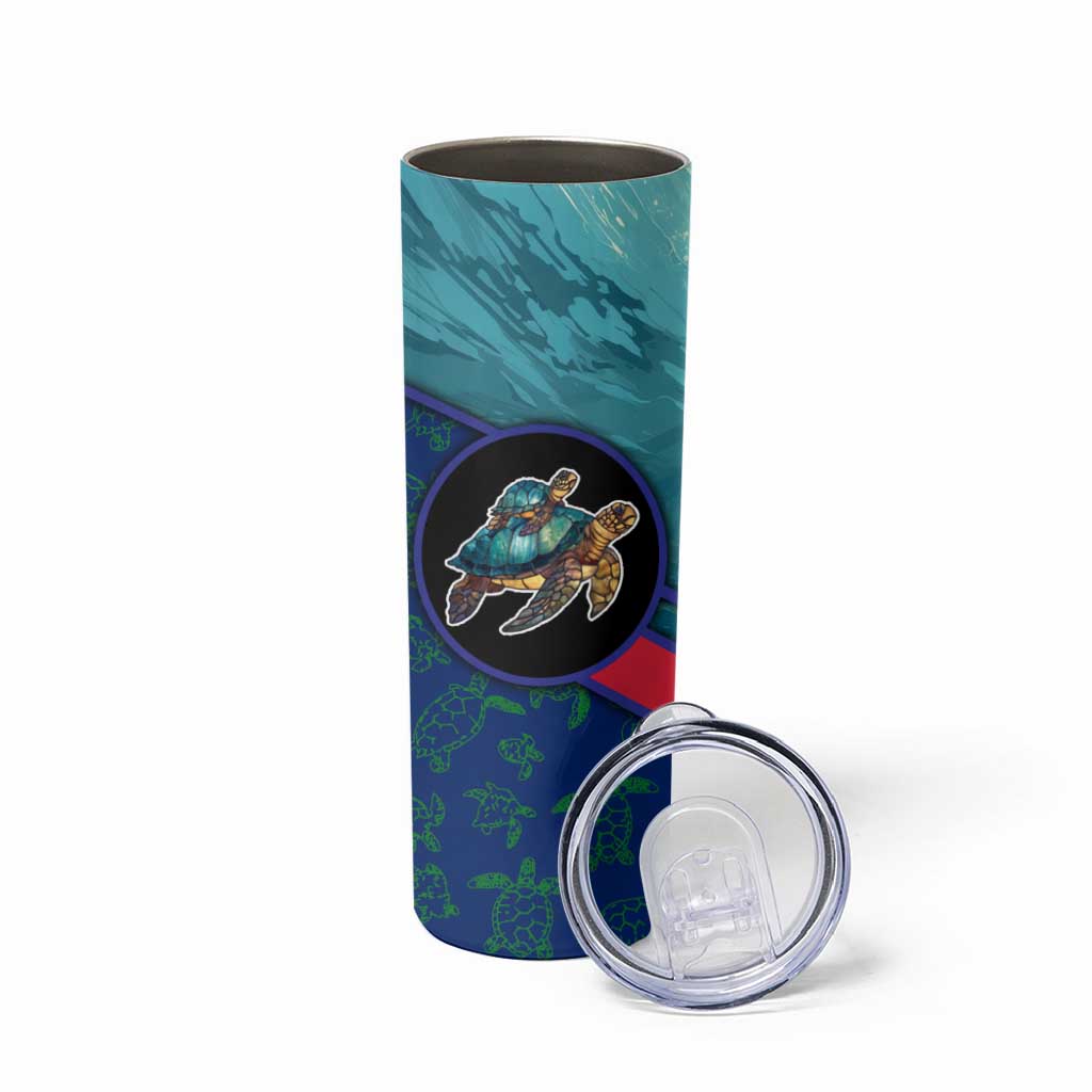 Montserrat Skinny Tumbler with Sea Turtle Illustration Blue Underwater Ocean Design - Wonder Print Shop