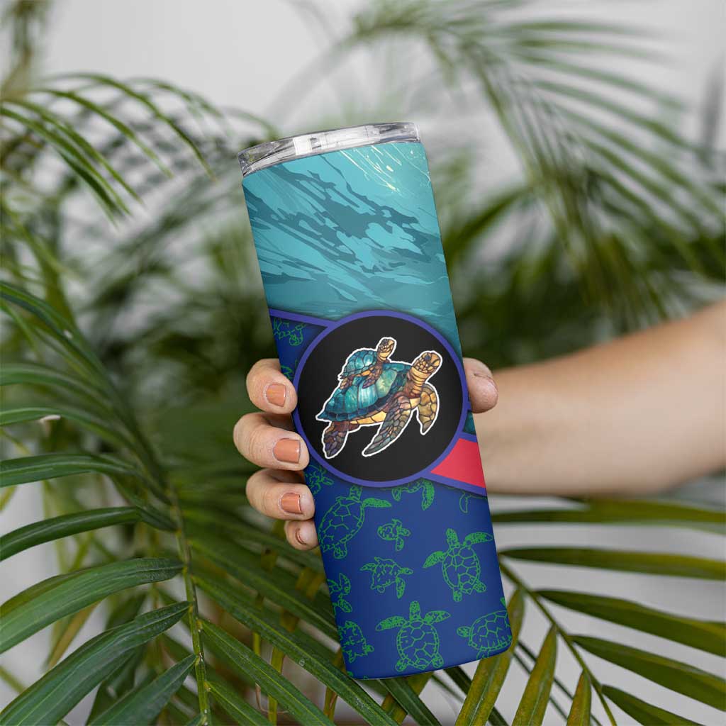 Montserrat Skinny Tumbler with Sea Turtle Illustration Blue Underwater Ocean Design - Wonder Print Shop