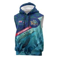 Montserrat Sleeveless Hoodie with Sea Turtle Illustration Blue Underwater Ocean Design - Wonder Print Shop