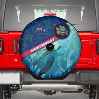 Montserrat Spare Tire Cover with Sea Turtle Illustration Blue Underwater Ocean Design - Wonder Print Shop