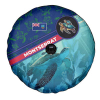 Montserrat Spare Tire Cover with Sea Turtle Illustration Blue Underwater Ocean Design - Wonder Print Shop