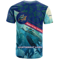 Montserrat T Shirt with Sea Turtle Illustration Blue Underwater Ocean Design - Wonder Print Shop