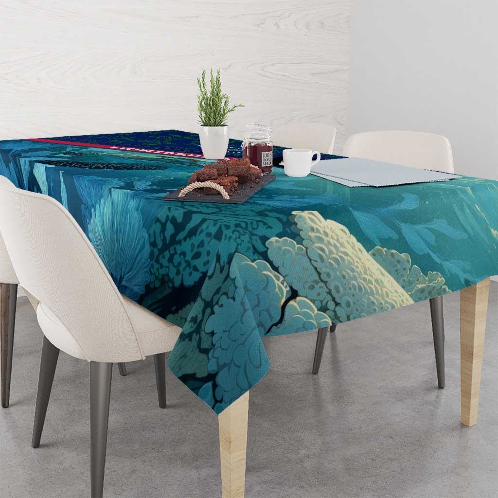 Montserrat Tablecloth with Sea Turtle Illustration Blue Underwater Ocean Design - Wonder Print Shop