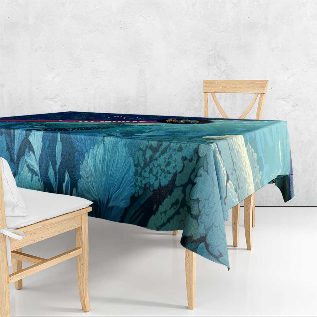 Montserrat Tablecloth with Sea Turtle Illustration Blue Underwater Ocean Design - Wonder Print Shop
