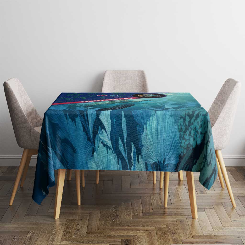 Montserrat Tablecloth with Sea Turtle Illustration Blue Underwater Ocean Design - Wonder Print Shop