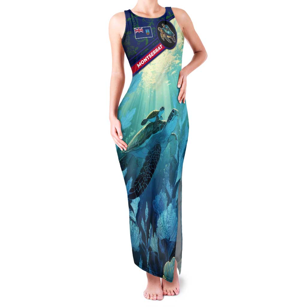 Montserrat Tank Maxi Dress with Sea Turtle Illustration Blue Underwater Ocean Design - Wonder Print Shop