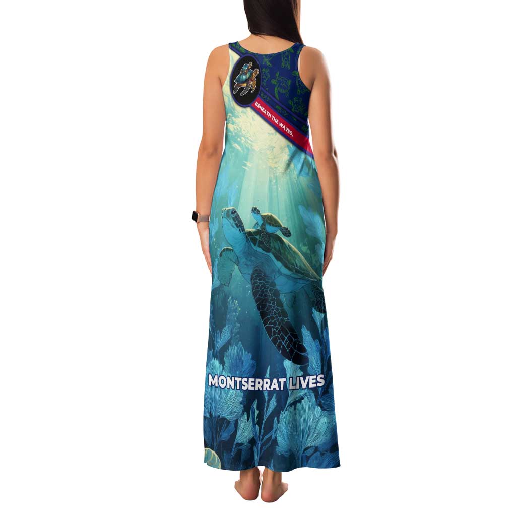 Montserrat Tank Maxi Dress with Sea Turtle Illustration Blue Underwater Ocean Design - Wonder Print Shop