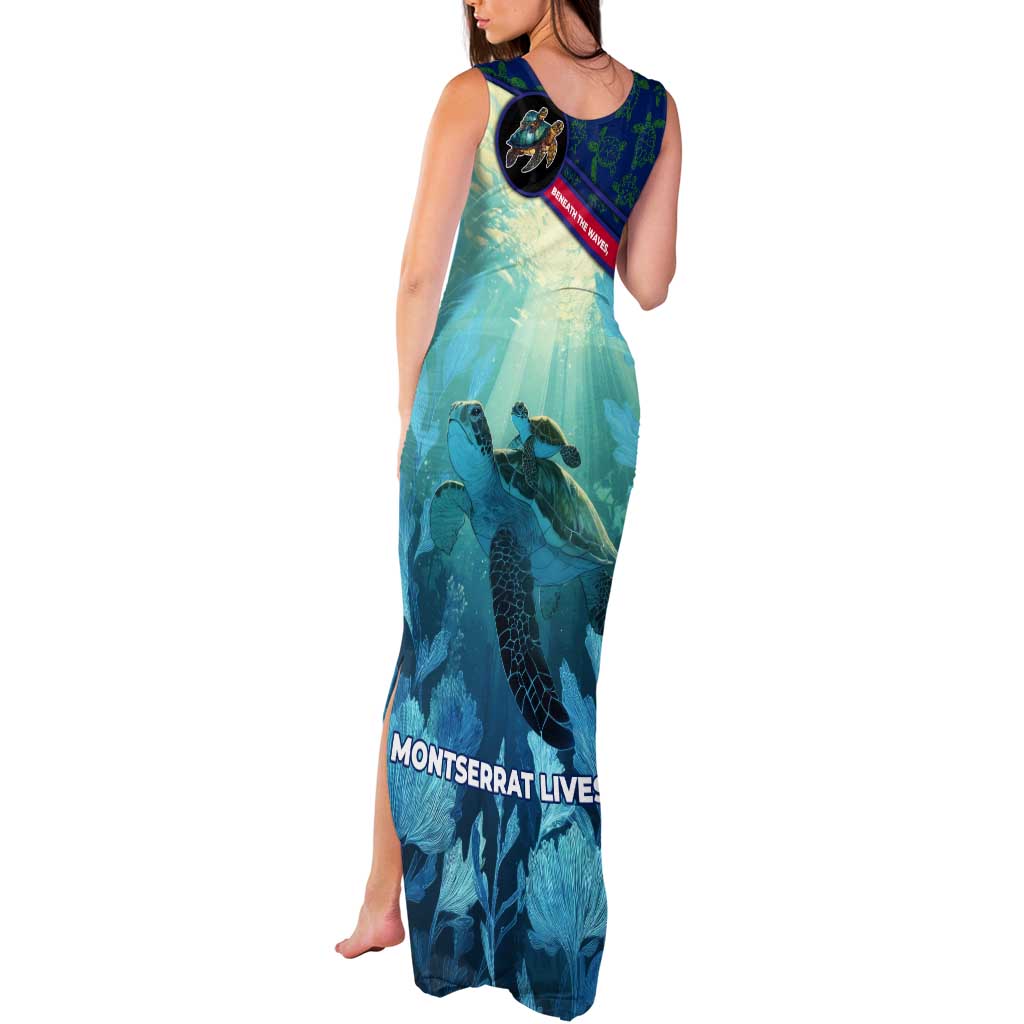 Montserrat Tank Maxi Dress with Sea Turtle Illustration Blue Underwater Ocean Design - Wonder Print Shop