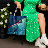 Montserrat Tote Bag with Sea Turtle Illustration Blue Underwater Ocean Design - Wonder Print Shop