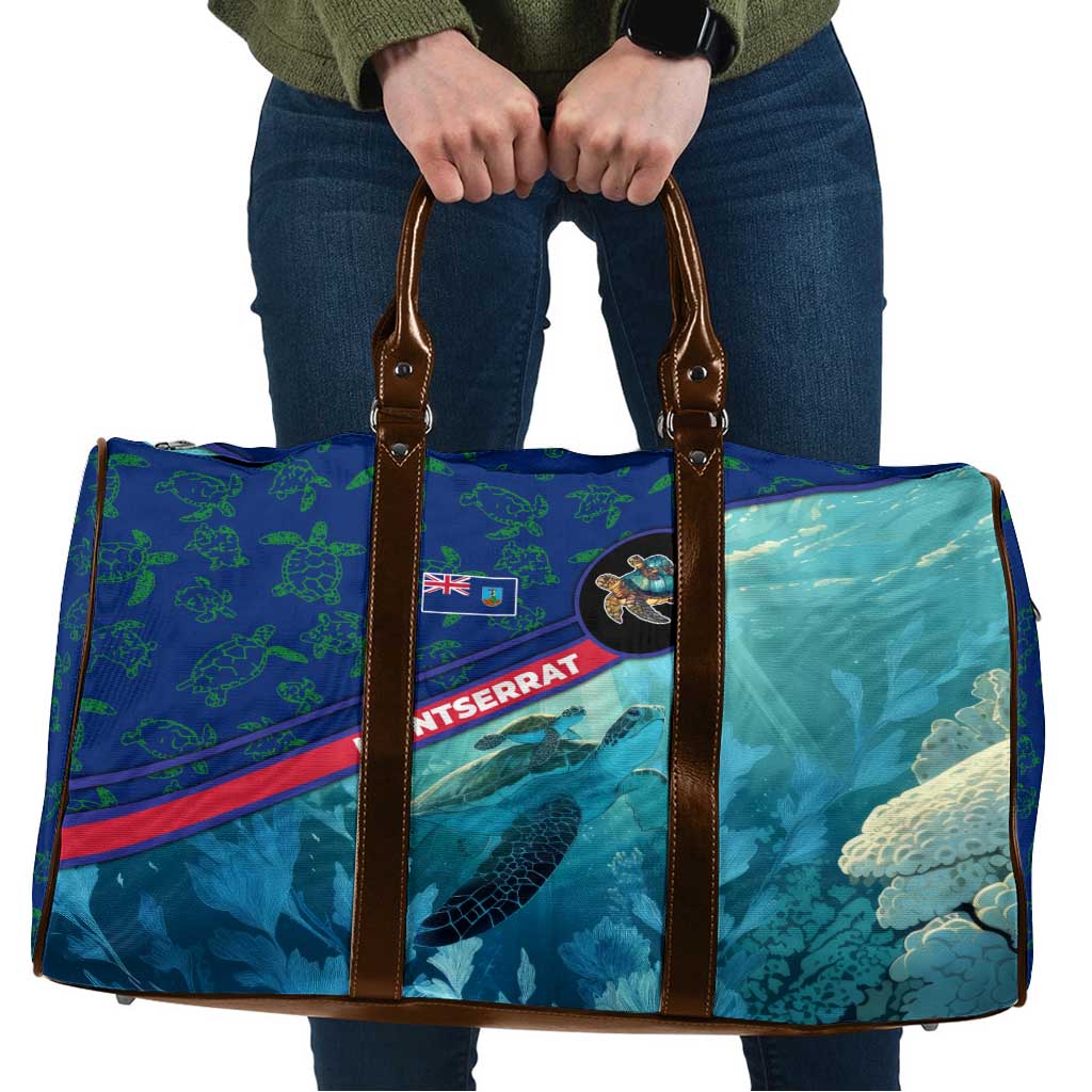 Montserrat Travel Bag with Sea Turtle Illustration Blue Underwater Ocean Design - Wonder Print Shop