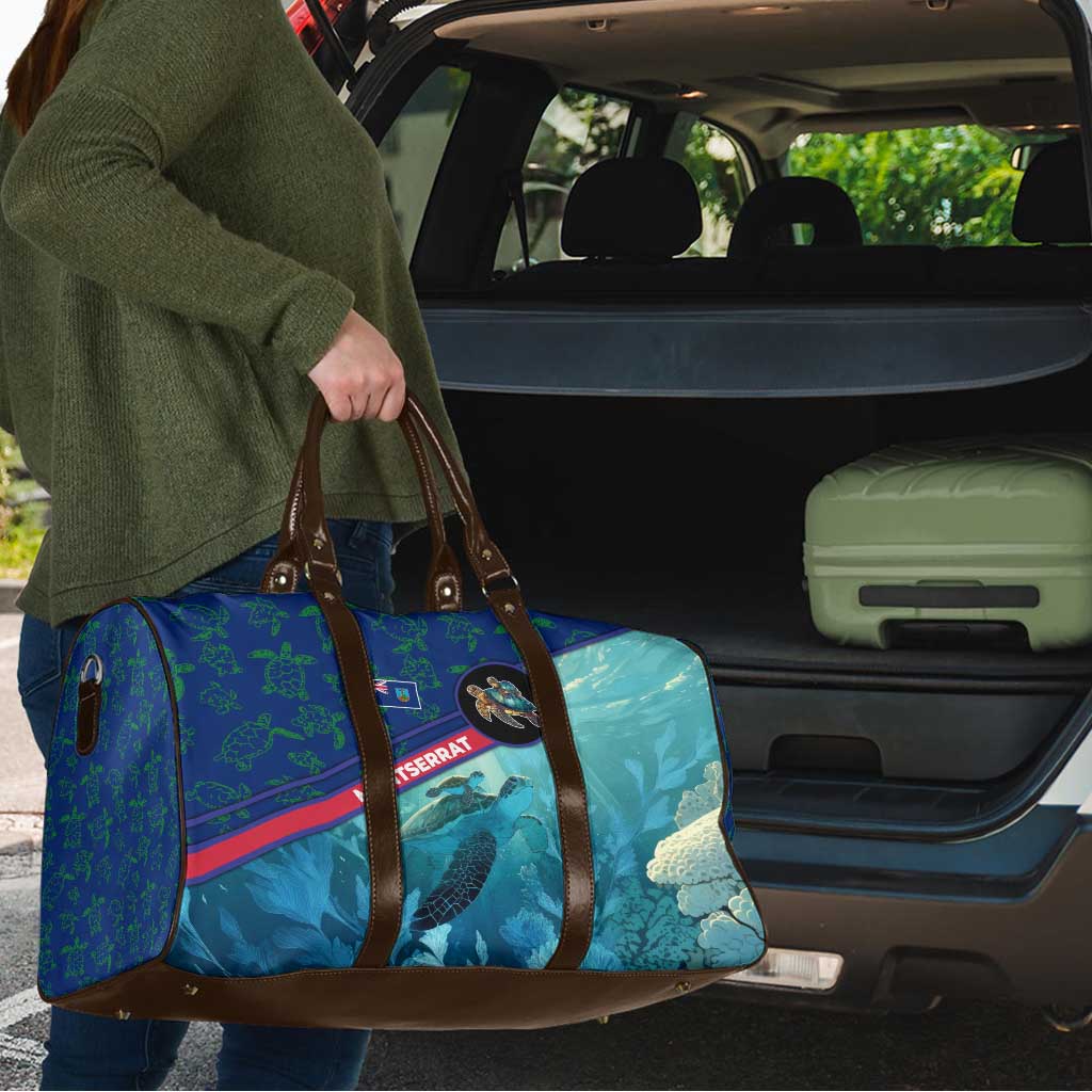 Montserrat Travel Bag with Sea Turtle Illustration Blue Underwater Ocean Design - Wonder Print Shop