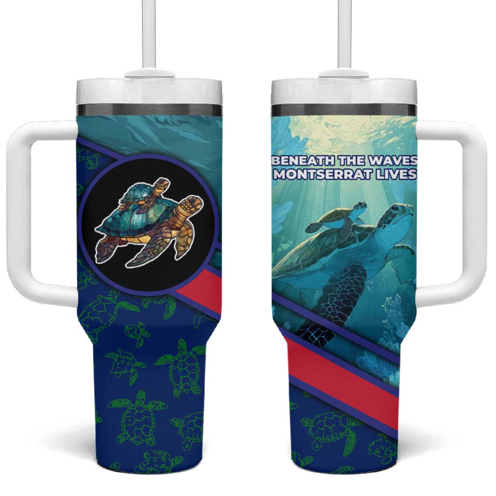 Montserrat Tumbler With Handle with Sea Turtle Illustration Blue Underwater Ocean Design - Wonder Print Shop
