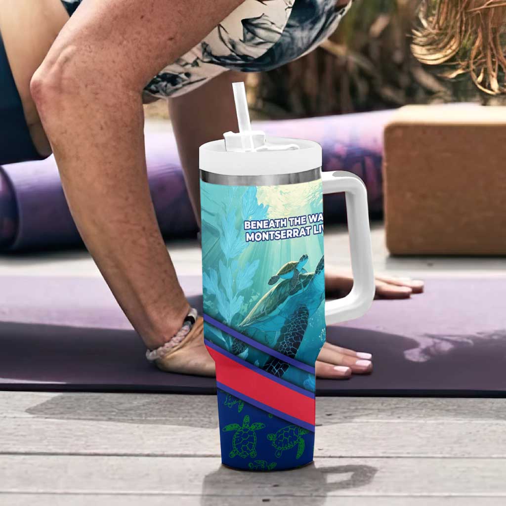 Montserrat Tumbler With Handle with Sea Turtle Illustration Blue Underwater Ocean Design - Wonder Print Shop