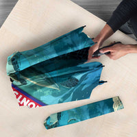 Montserrat Umbrella with Sea Turtle Illustration Blue Underwater Ocean Design - Wonder Print Shop