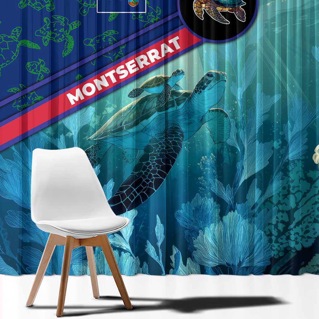 Montserrat Window Curtain with Sea Turtle Illustration Blue Underwater Ocean Design - Wonder Print Shop