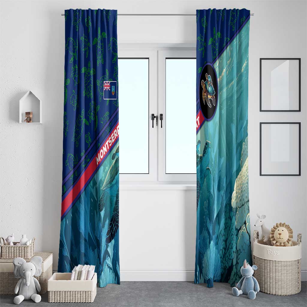 Montserrat Window Curtain with Sea Turtle Illustration Blue Underwater Ocean Design - Wonder Print Shop