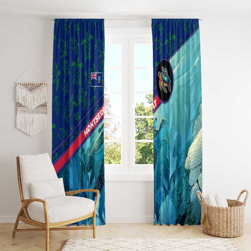 Montserrat Window Curtain with Sea Turtle Illustration Blue Underwater Ocean Design - Wonder Print Shop