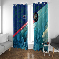 Montserrat Window Curtain with Sea Turtle Illustration Blue Underwater Ocean Design - Wonder Print Shop