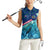 Montserrat Women Sleeveless Polo Shirt with Sea Turtle Illustration Blue Underwater Ocean Design - Wonder Print Shop