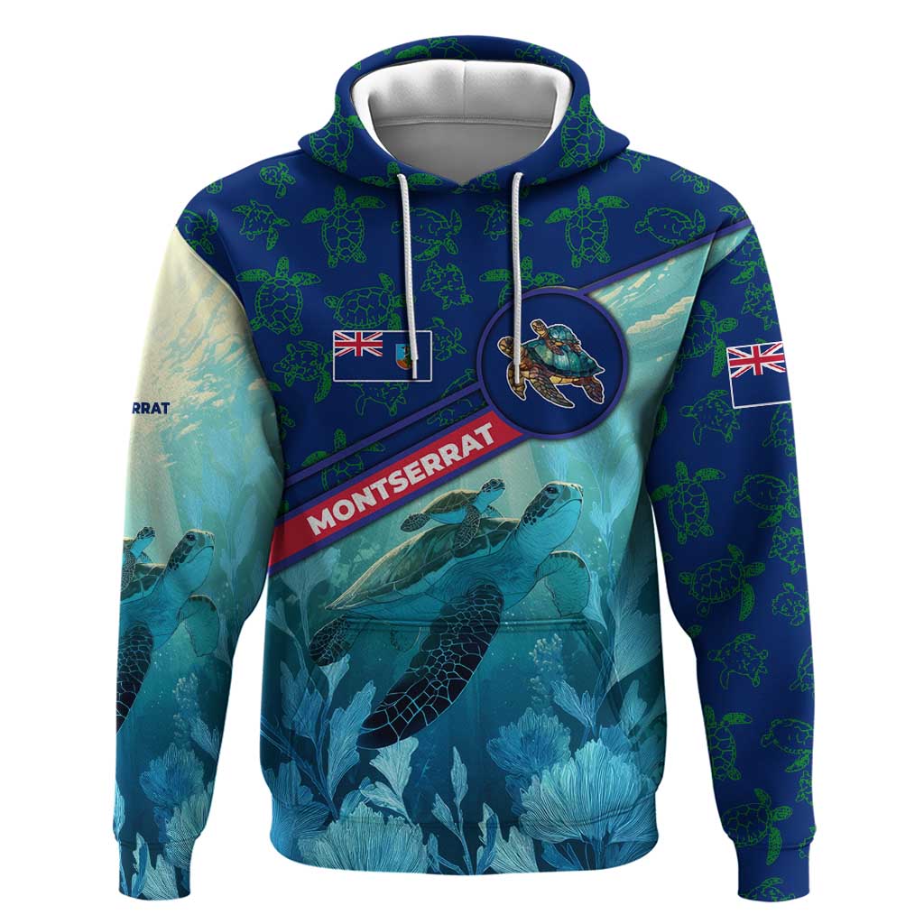 Montserrat Zip Hoodie with Sea Turtle Illustration Blue Underwater Ocean Design - Wonder Print Shop
