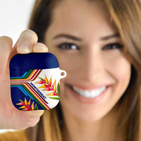Montserrat AirPods Case with Heliconia Flower Illustration Colorful Retro Stripe Design - Wonder Print Shop