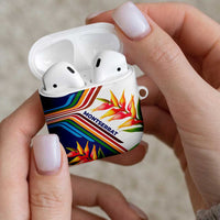 Montserrat AirPods Case with Heliconia Flower Illustration Colorful Retro Stripe Design - Wonder Print Shop