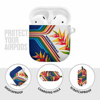 Montserrat AirPods Case with Heliconia Flower Illustration Colorful Retro Stripe Design - Wonder Print Shop
