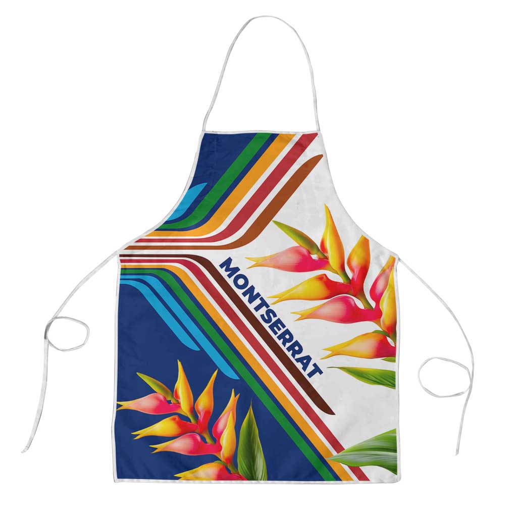 Montserrat Apron with Heliconia Flower Illustration Colorful Retro Stripe Design - Wonder Print Shop