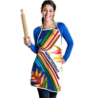 Montserrat Apron with Heliconia Flower Illustration Colorful Retro Stripe Design - Wonder Print Shop