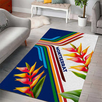 Montserrat Area Rug with Heliconia Flower Illustration Colorful Retro Stripe Design - Wonder Print Shop