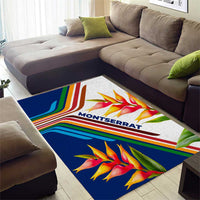 Montserrat Area Rug with Heliconia Flower Illustration Colorful Retro Stripe Design - Wonder Print Shop