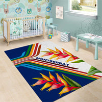 Montserrat Area Rug with Heliconia Flower Illustration Colorful Retro Stripe Design - Wonder Print Shop