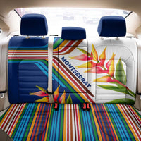 Montserrat Back Car Seat Cover with Heliconia Flower Illustration Colorful Retro Stripe Design - Wonder Print Shop