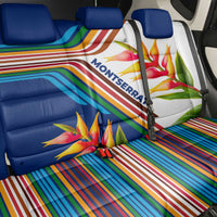 Montserrat Back Car Seat Cover with Heliconia Flower Illustration Colorful Retro Stripe Design - Wonder Print Shop
