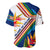 Montserrat Baseball Jersey with Heliconia Flower Illustration Colorful Retro Stripe Design - Wonder Print Shop