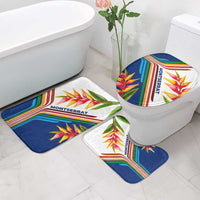 Montserrat Bathroom Set with Heliconia Flower Illustration Colorful Retro Stripe Design - Wonder Print Shop