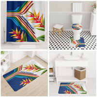 Montserrat Bathroom Set with Heliconia Flower Illustration Colorful Retro Stripe Design - Wonder Print Shop