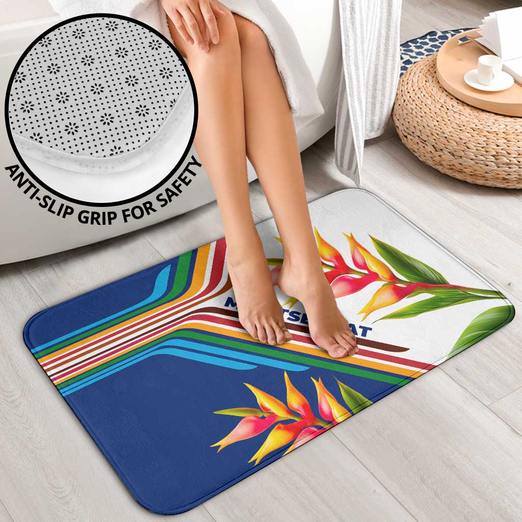 Montserrat Bathroom Set with Heliconia Flower Illustration Colorful Retro Stripe Design - Wonder Print Shop