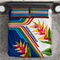 Montserrat Bedding Set with Heliconia Flower Illustration Colorful Retro Stripe Design - Wonder Print Shop