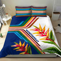 Montserrat Bedding Set with Heliconia Flower Illustration Colorful Retro Stripe Design - Wonder Print Shop