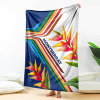 Montserrat Blanket with Heliconia Flower Illustration Colorful Retro Stripe Design - Wonder Print Shop
