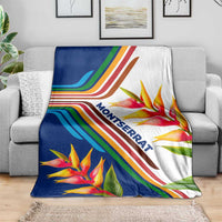 Montserrat Blanket with Heliconia Flower Illustration Colorful Retro Stripe Design - Wonder Print Shop