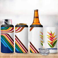 Montserrat 4 in 1 Can Cooler Tumbler with Heliconia Flower Illustration Colorful Retro Stripe Design - Wonder Print Shop