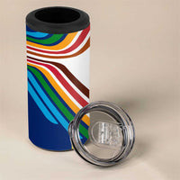 Montserrat 4 in 1 Can Cooler Tumbler with Heliconia Flower Illustration Colorful Retro Stripe Design - Wonder Print Shop