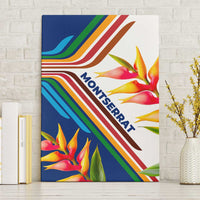 Montserrat Canvas Wall Art with Heliconia Flower Illustration Colorful Retro Stripe Design - Wonder Print Shop