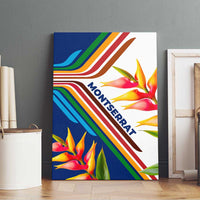 Montserrat Canvas Wall Art with Heliconia Flower Illustration Colorful Retro Stripe Design - Wonder Print Shop